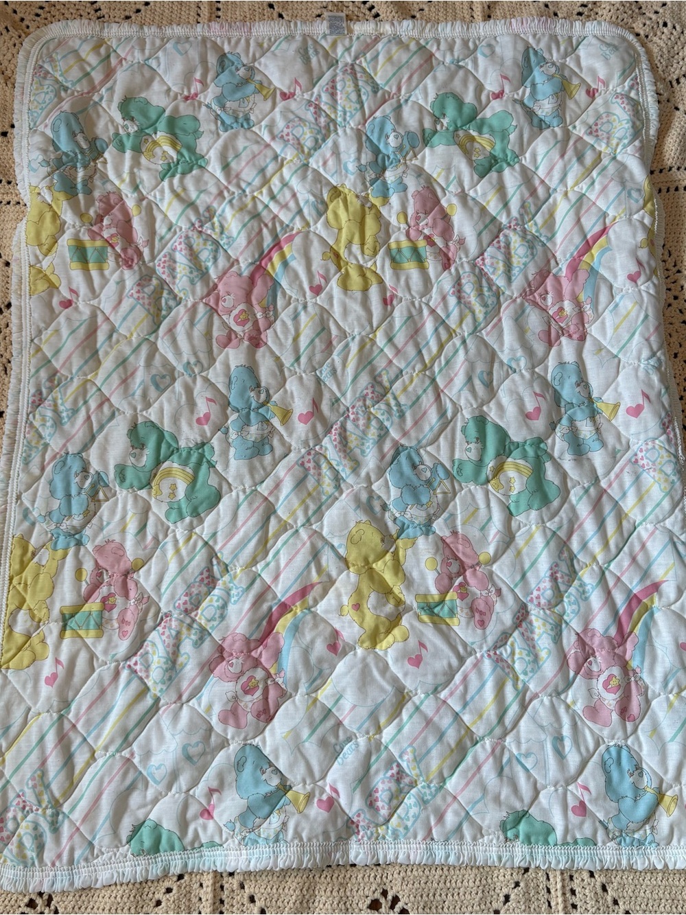 Vintage 80’s Carebears Baby Blanket Care Bears Crib Blanket